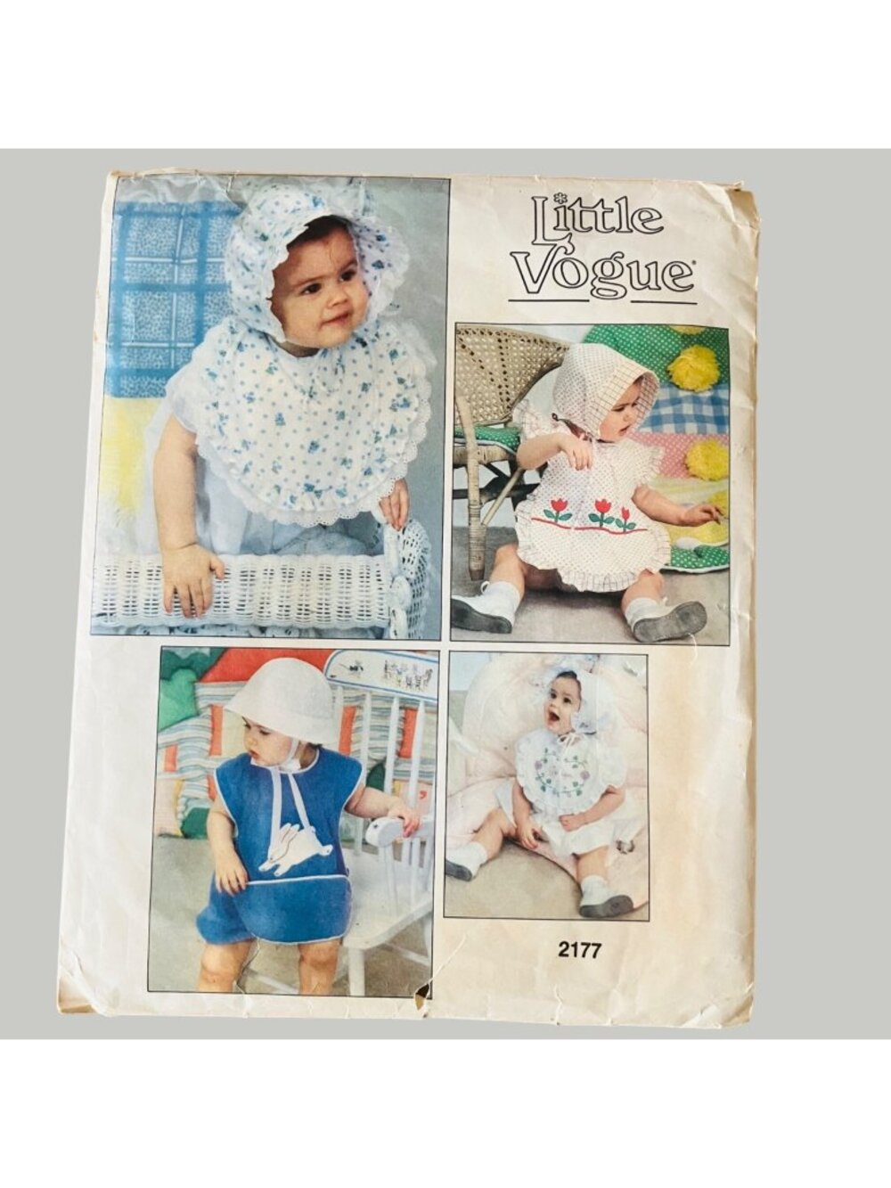 Little Vogue 2177 1980s Toddlers Bibs and Bonnets Sewing Pattern Size 1-4 CC